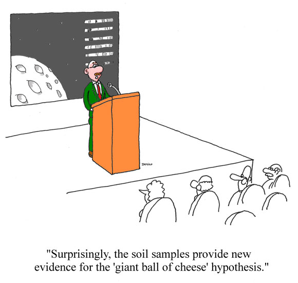 Cartoon of a lecture with a tag line