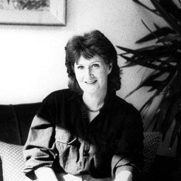 Black and white photo of Eavan Boland in 1996