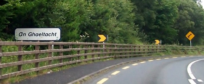 Photo: Sign on the N56 reminding travellers that they are in the Donegal Gaeltacht 