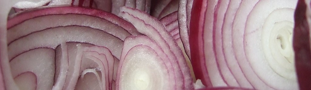 red onion rings, close up.