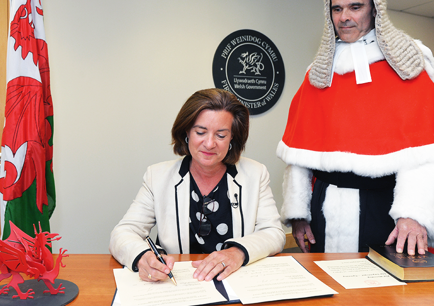 Eluned Morgan being sworn in as First Minister of Wales