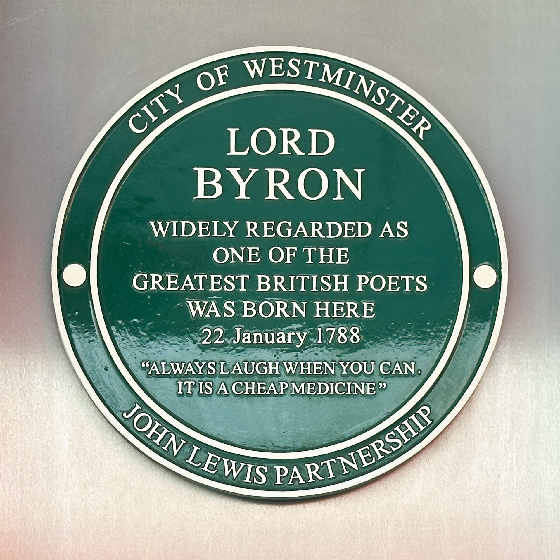 Commemorating Lord Byron on the streets of London