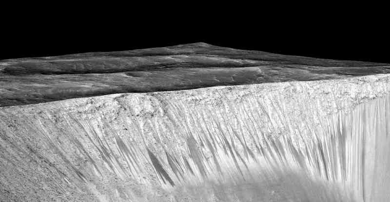 Recurring Slope Lineae appearing as dark streaks on the walls of Garni Crater on Mars  .