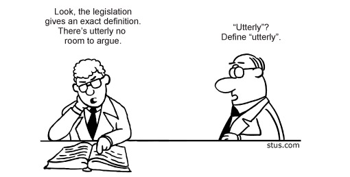 A cartoon about the definition of words and whether something is clear.