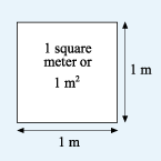 A square with an area of 1 metre squared.