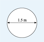 This is a circle with the diameter marked as 1.5 m.