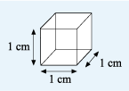 A cube with side lengths of 1 centimetre