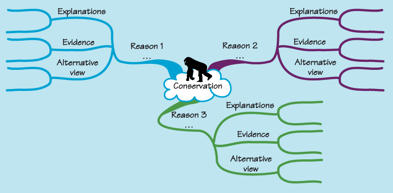 Partial mind map for an assignment question on primate conservation