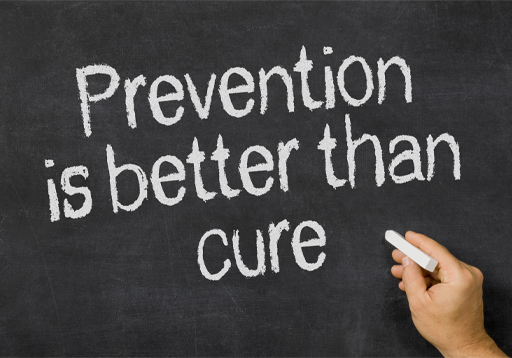The words ‘Prevention is better than cure’ written on a chalkboard