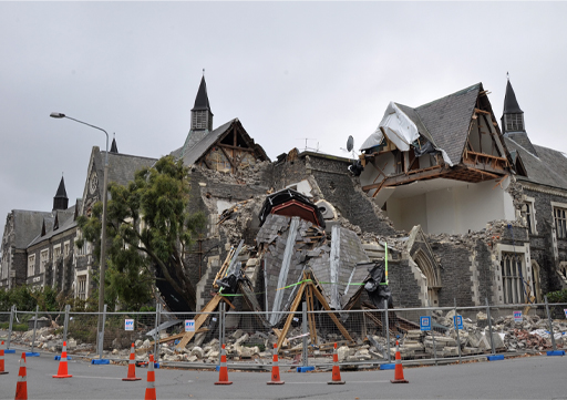 A photograph showing the devastation caused by an earthquake