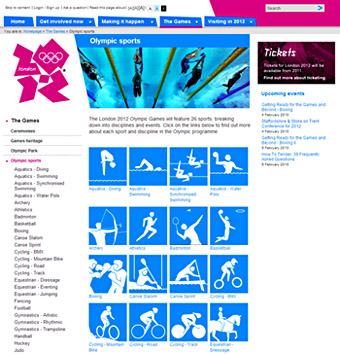 A screenshot taken from the Olympics 2012 website.