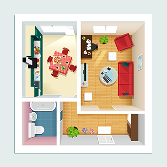 A floor plan of a flat.