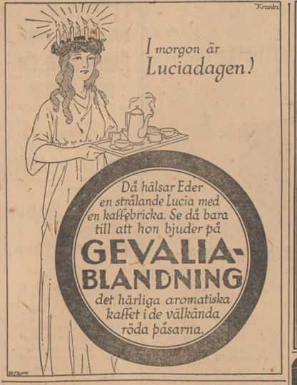 Advertisement for Gevalia Coffee. Svenska Dagbladet, 12 December 1923.
