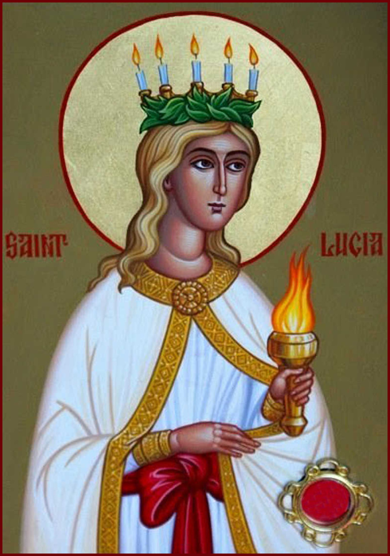 Portrait painting of St Lucia of Syracuse.