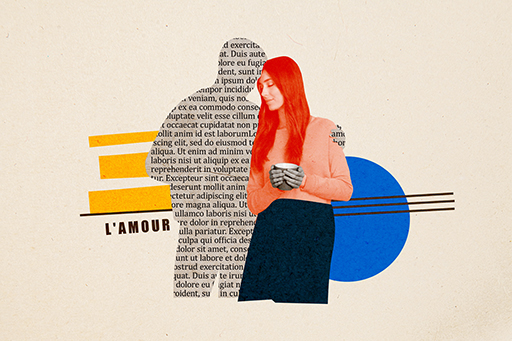 A graphic of a person hugging a fictional character.