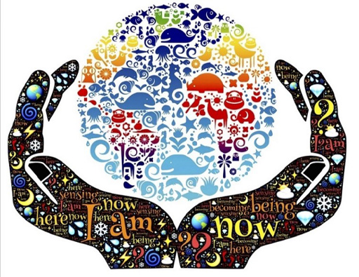 A pair of hands holding a sphere.