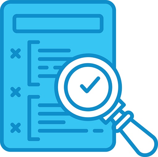 Chwyddwydr yn cynnwys tic, yn archwilio darn o bapur