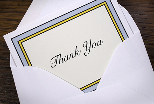 Photo of a ‘Thank you’ note