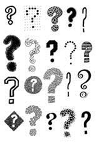 Illustration of multiple question marks drawn in different ways.