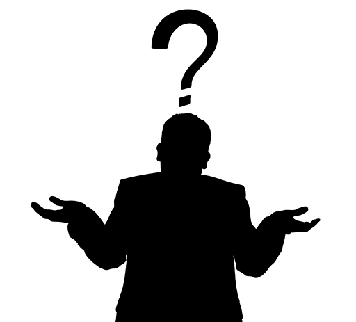 Image of a silhouette of a man holding his hands out with a question mark above his head.