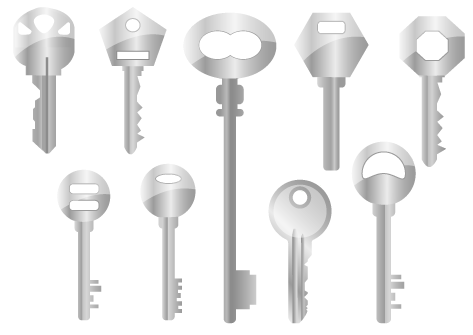 Image of nine individual keys.