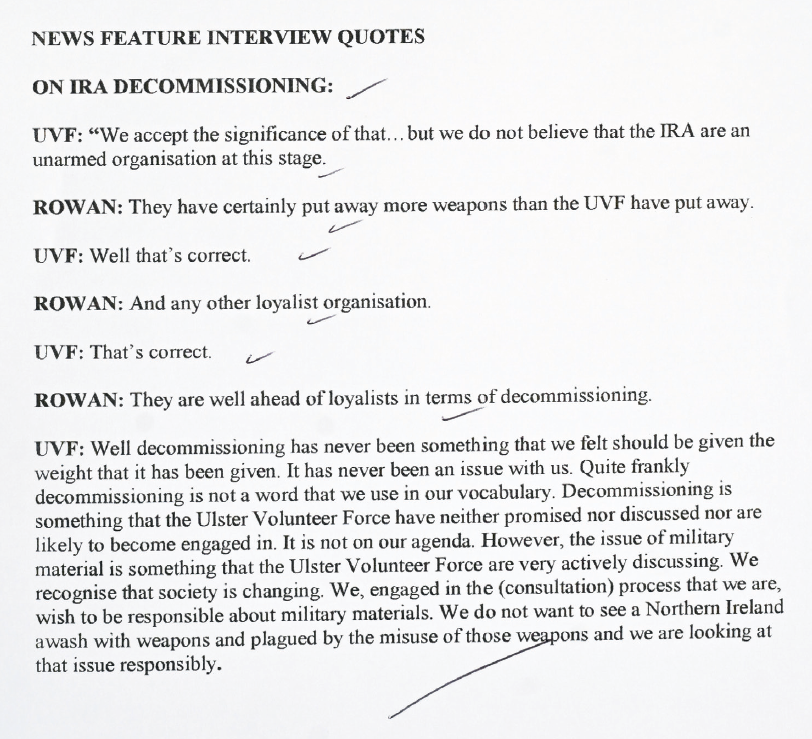 Part transcript of a press report. See details below for text transcript.