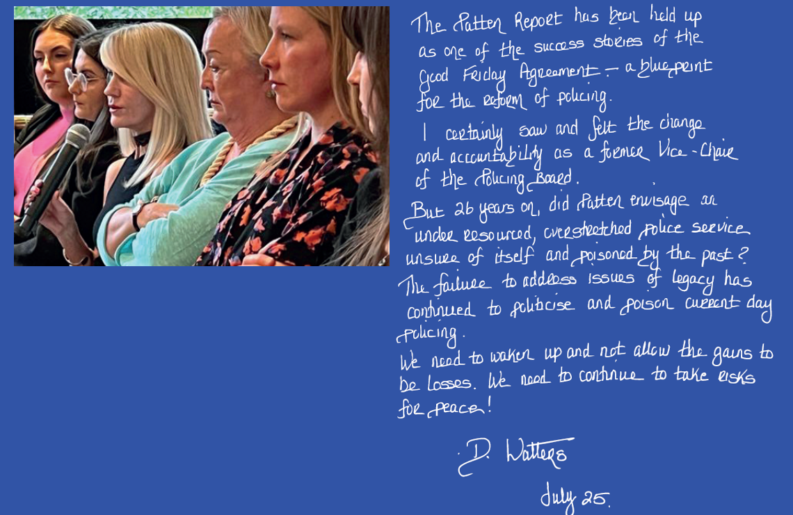 Photograph and statement by Debbie Watters. See details below for full transcript.