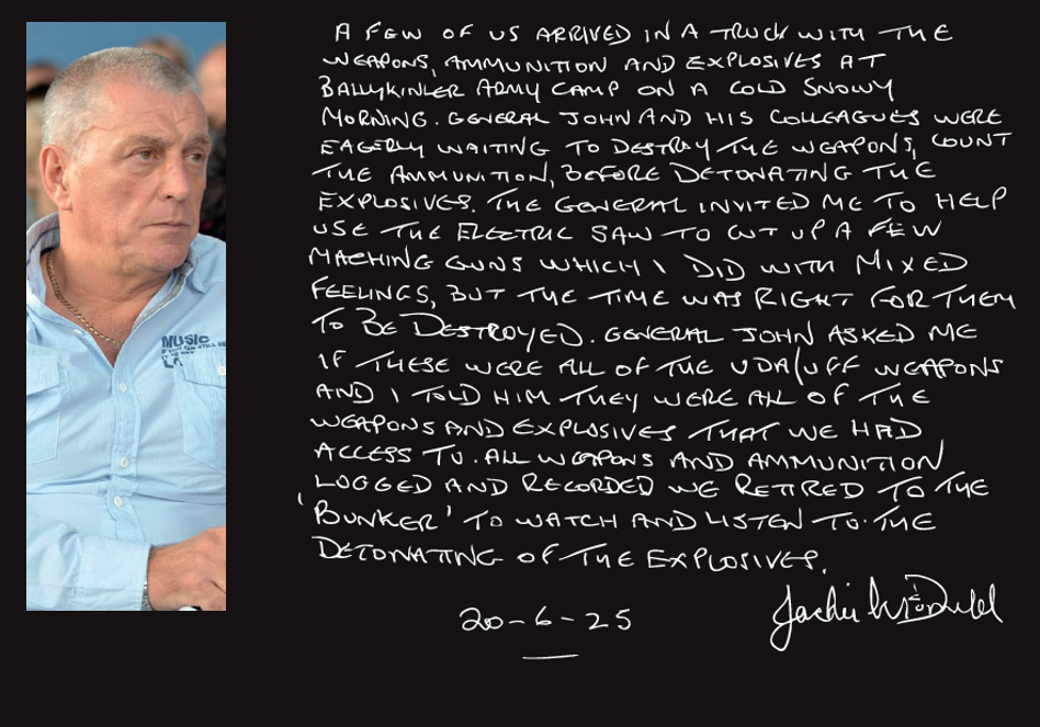 Photograph and handwritten statement of Jackie McDonald. See details below for full transcript.