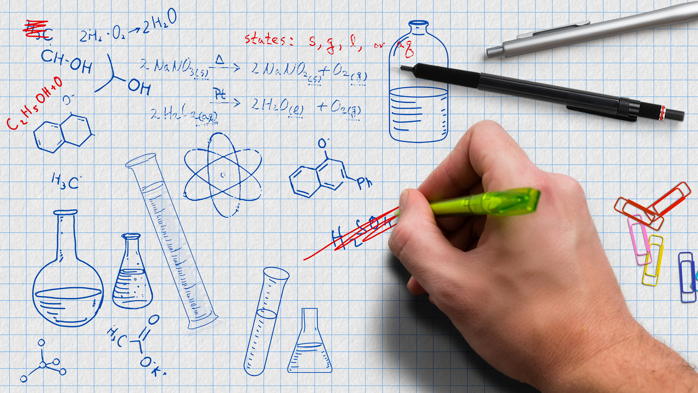 Hand drawing chemistry doodles