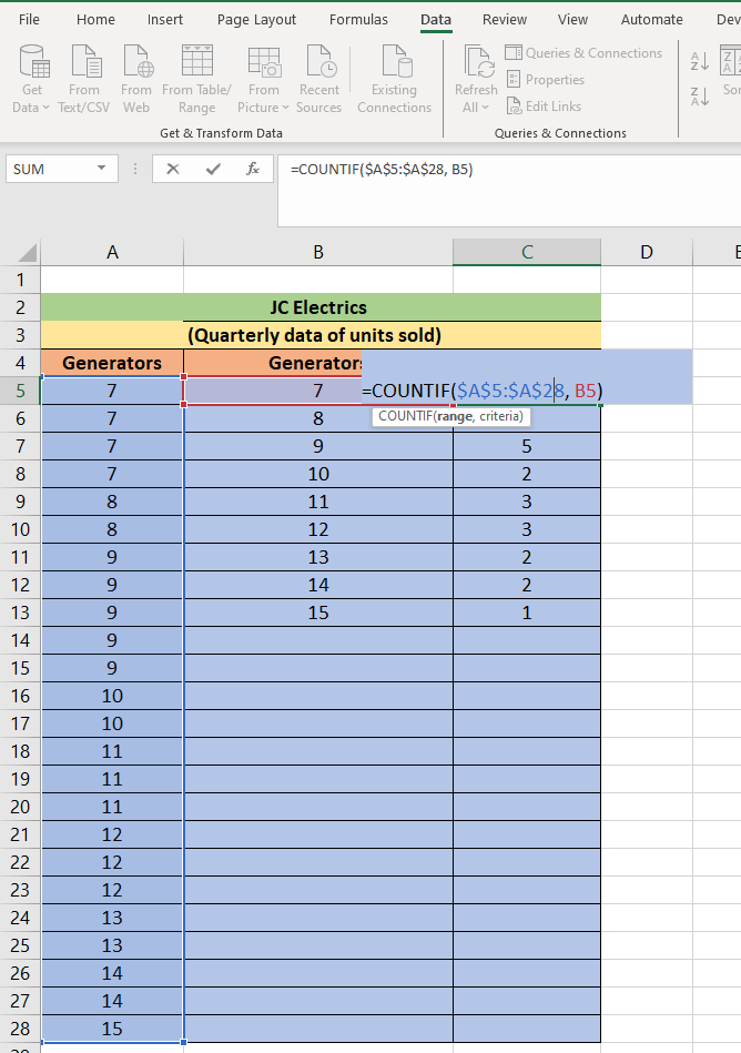 JC Electrics Excel sheet