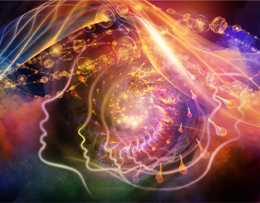 An abstract, conceptual image to represent ideas of the human mind.