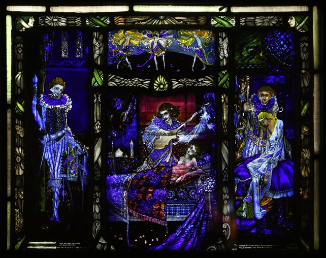 Stained glass windows by Harry Clarke.