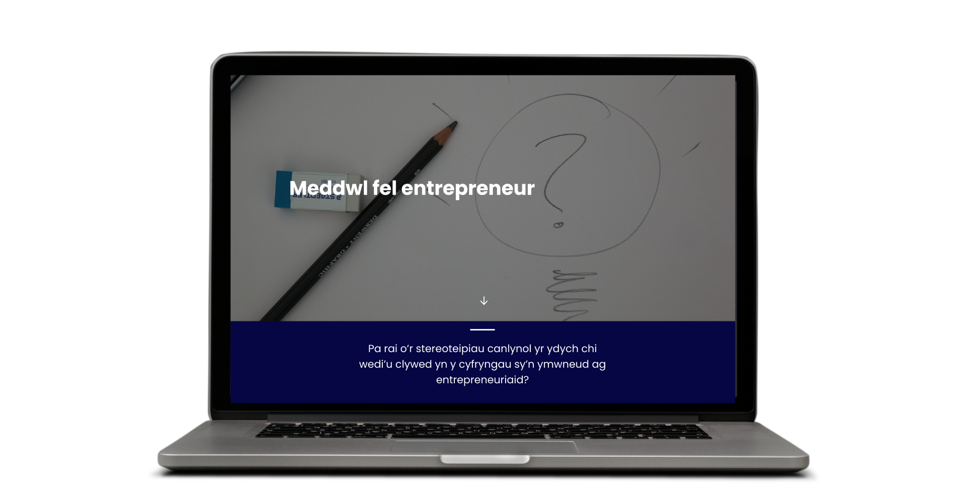 Gliniadur gyda Meddwl fel entrepreneur arno