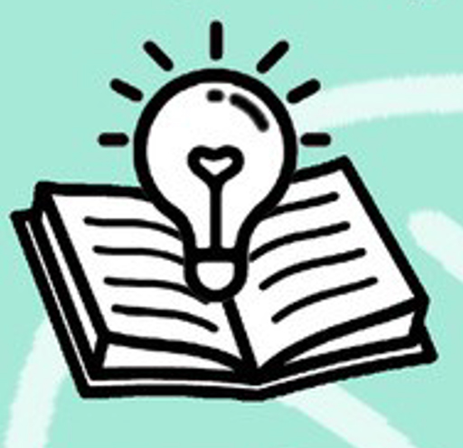 Illustration of a lightbulb coming out of a book.