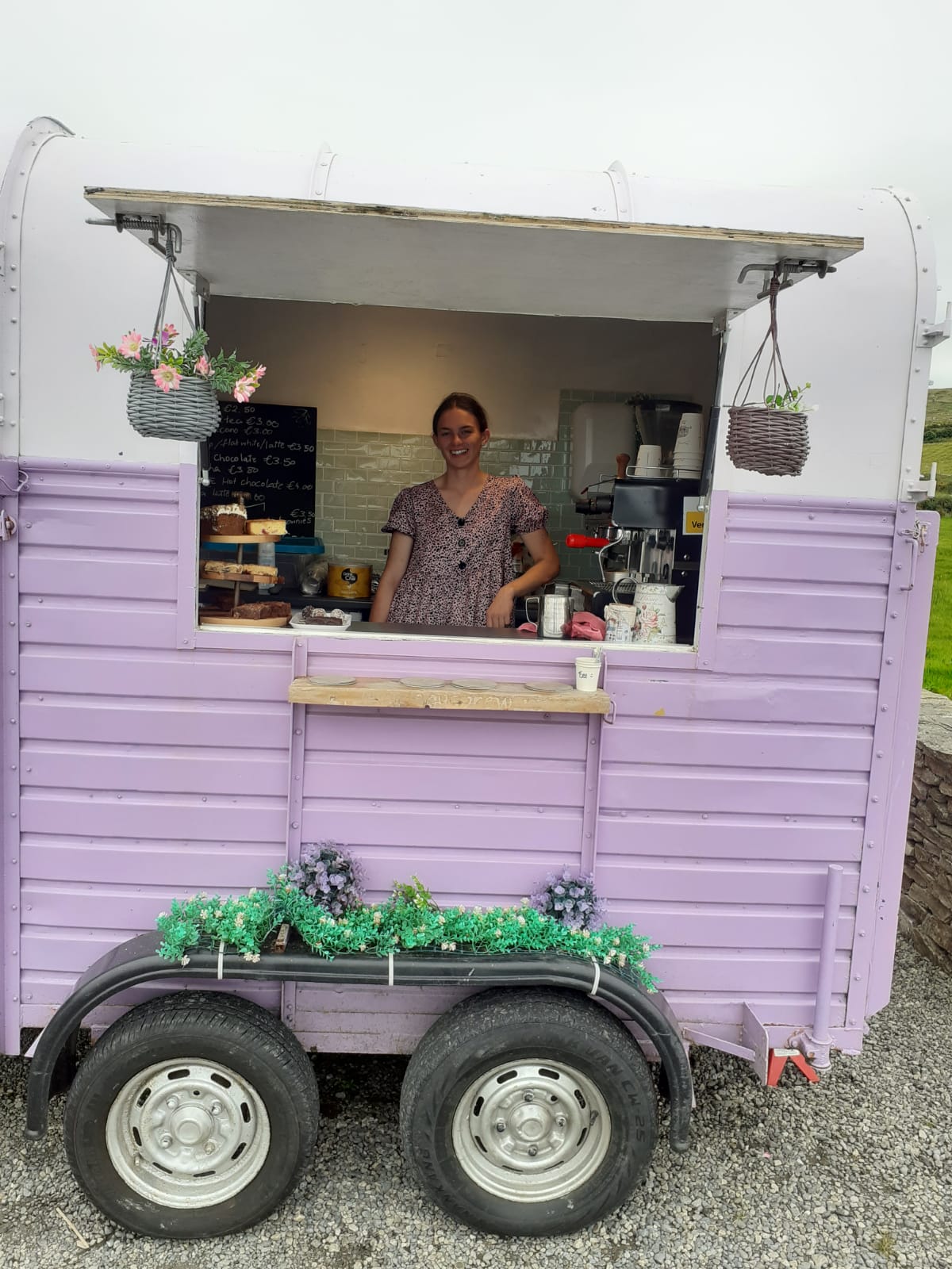 Mobile tea and coffee hut, outside Killeen Graveyard, Louisburgh, co. Mayo.