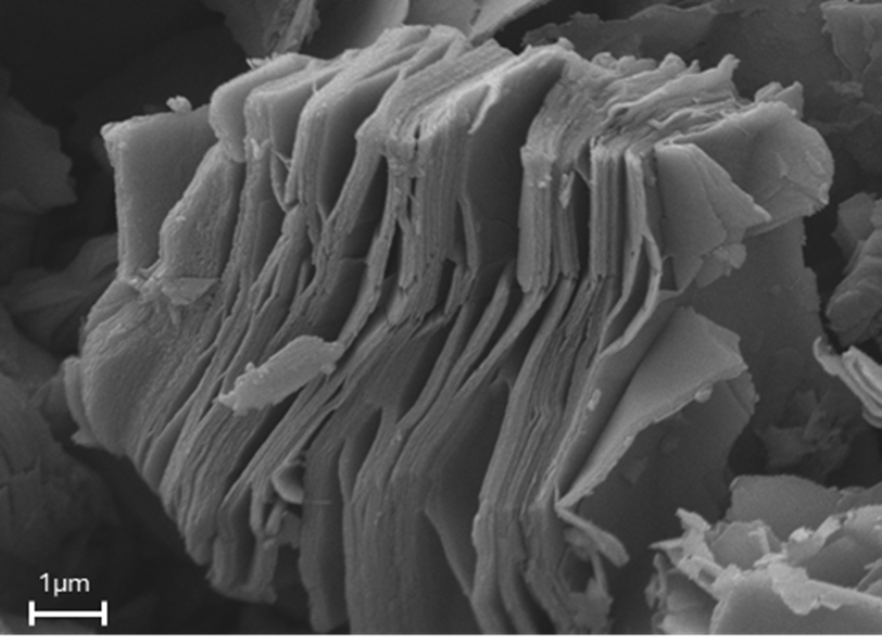 SEM image of Ti₃C₂Tₓ MXene showing the characteristic accordion-like layered structure.