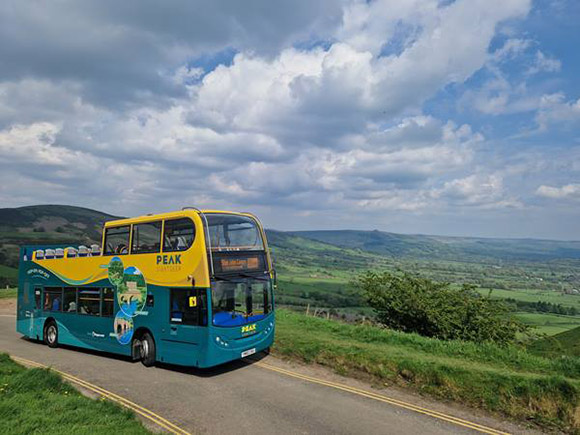 Photograph of a peak sightseer bus.