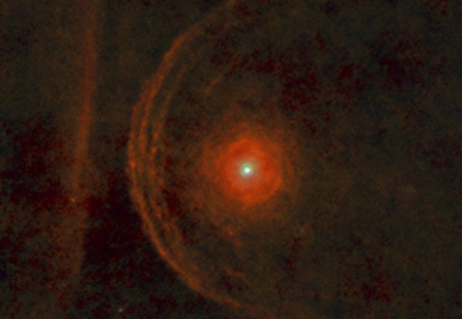 An image shows the red supergiant star Betelgeuse.