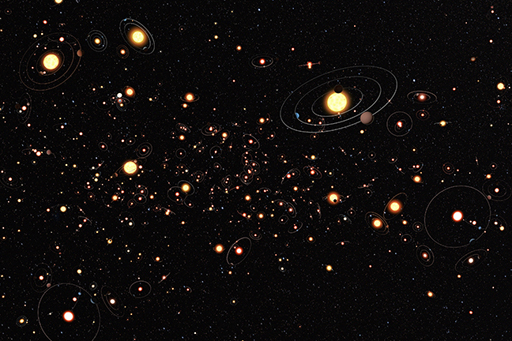 An image of common planets around stars in the Milky Way.