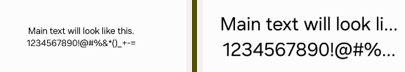 Side-by-side comparison image demonstrating poor responsive design and text truncation when content is scaled up or zoomed in.