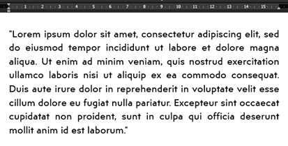 A justified paragraph of classic Lorem Ipsum text rendered in a clean, sans-serif font against a solid white background