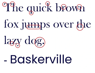 The pangram "The quick brown / fox jumps over the / lazy dog." in a serif font.