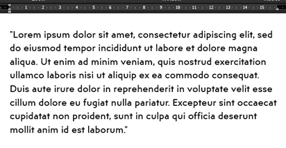 A left-aligned paragraph of classic Lorem Ipsum text rendered in a clean, sans-serif font against a solid white background