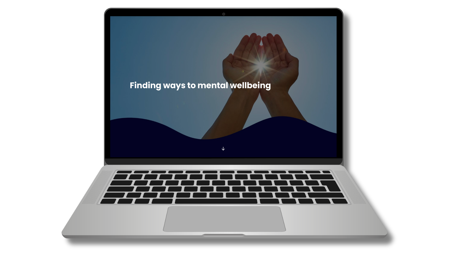 Laptop with Finding ways to mental wellbeing on it