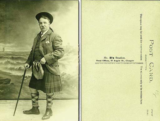 Figure 5 A postcard featuring a photograph of a man in a kilt