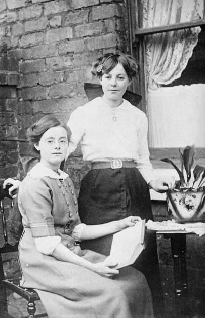 A photograph of two women
