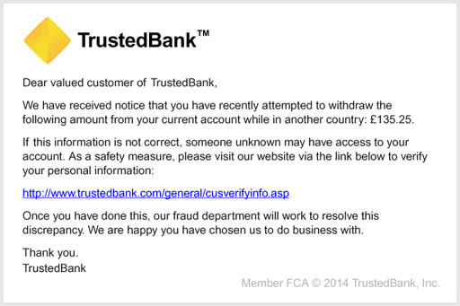 An example of what could be a phishing email.