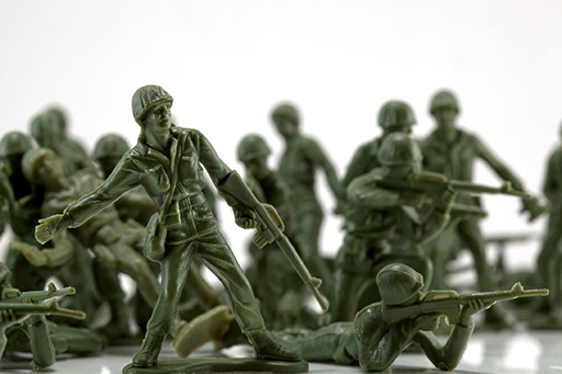 A close-up image of some toy soldiers.