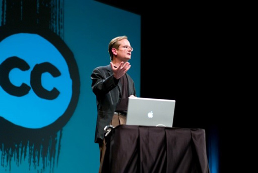 A photograph of Larry Lessig.
