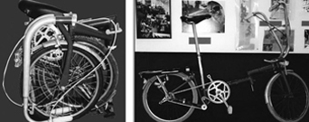 Images showing a Brompton prototype and especially the frame hinge on the crossbar